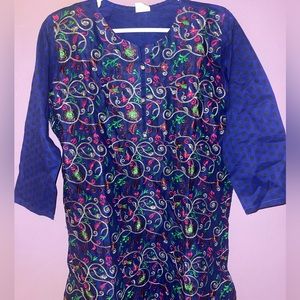 Pakistan Womens Embroidered Ethnic Middle Easter Dress Faraz Midi 3/4 Sleeve